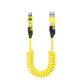 4-in-1 Fast Charging USB-C Cable Manufacturer - 65W Type-C PD 27W Portable Spring 1.5m for Computer & Mobile Devices