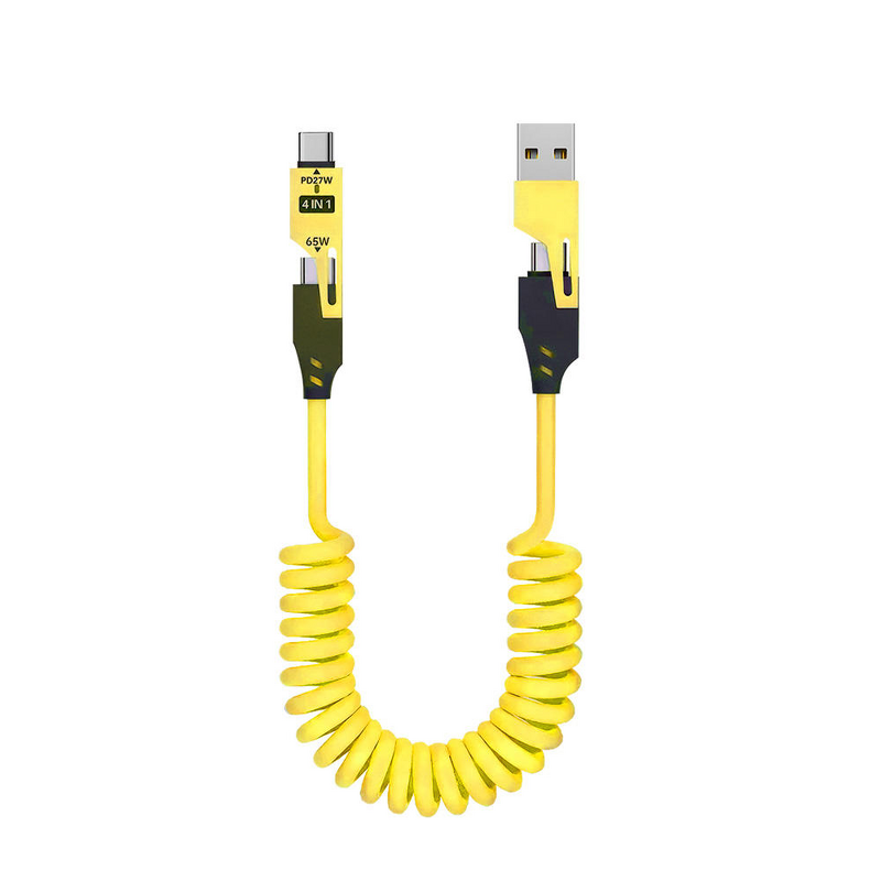 4-in-1 Fast Charging USB-C Cable Manufacturer - 65W Type-C PD 27W Portable Spring 1.5m for Computer & Mobile Devices