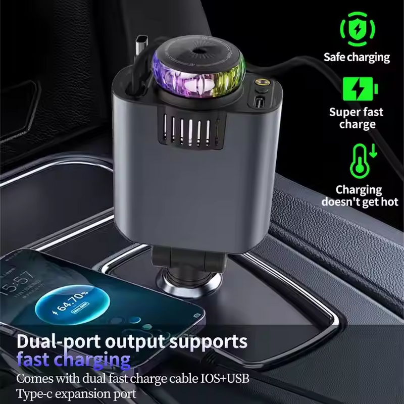 5 in 1 Car Charger Manufacturer - USB C PD Super Fast Charging with Aromatherapy Spray Starry Top Starlight Retractable