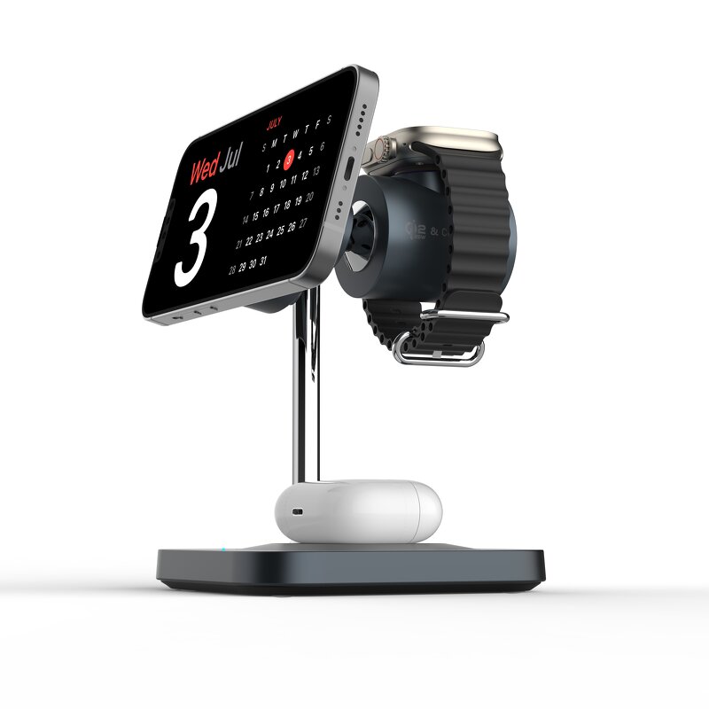 Qi22 25W Wireless Desktop Charger Manufacturer - 3 in 1 Wireless Charging Station for Phone