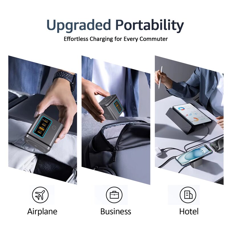 105W Charging Station Manufacturer - 6 in 1 Power Combo with 15W Wireless for Phone 5W for Earbuds 4 Ports USB C USB A