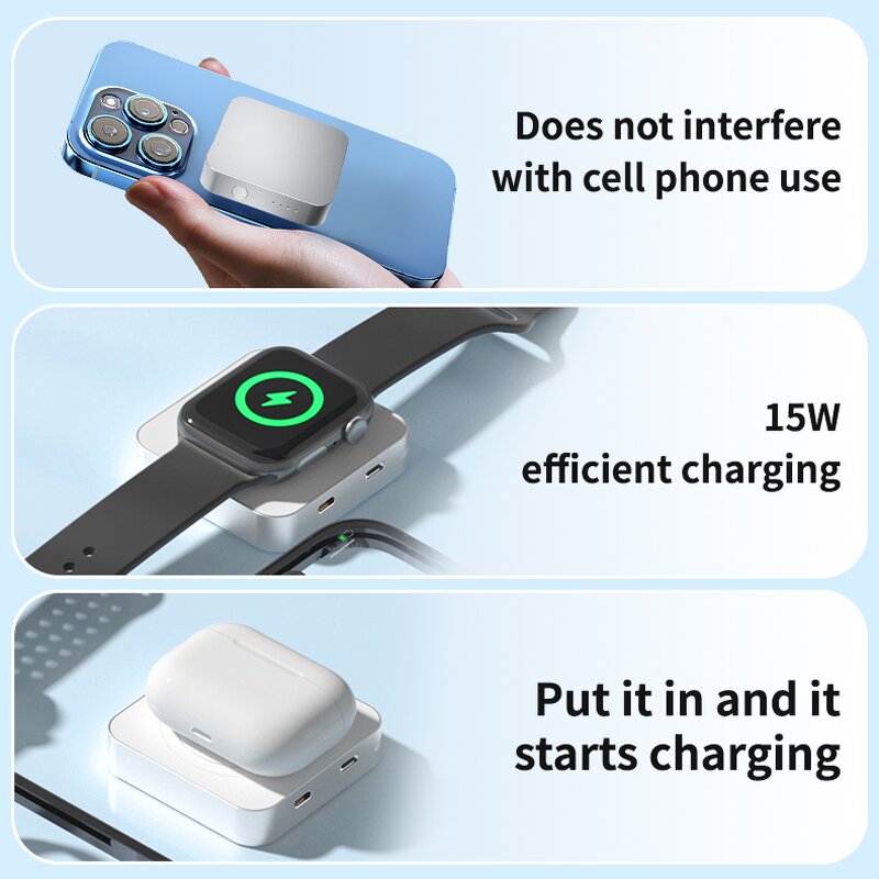 Metal Magnetic Wireless Power Bank Manufacturer - 5000mAh 20W Fast Charging External Battery for iPhone Airpods Watch