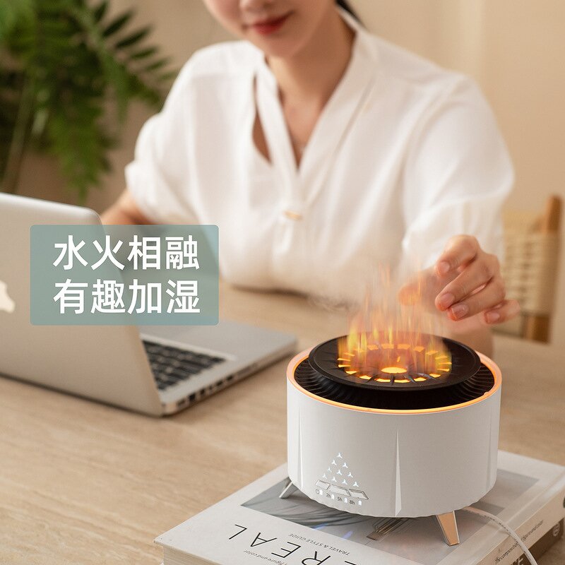 Creative Flame Diffuser Manufacturer - New White Noise Volcano Lava Humidifier Desktop Simulation Jellyfish Smoke Ring Speaker