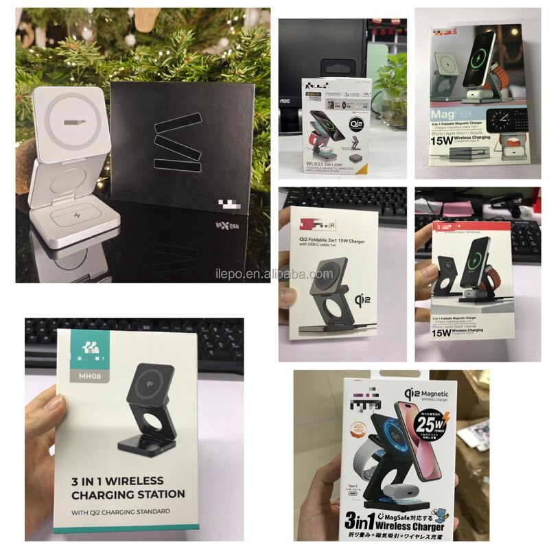 3 in 1 Foldable Qi Wireless Charger Stand Manufacturer - Fast 15W PD Charging for Apple Watch Earphones iPhone Magnetic