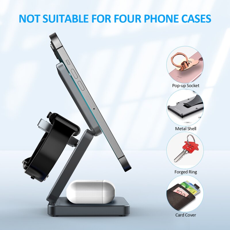 QI15w 3in1 Wireless Magnetic Charger Manufacturer - Fast Charging Station Foldable Portable Stand for Iphones 15 Pro Max