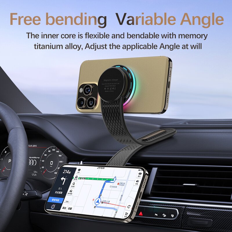 Qi2 15W LED Wireless Car Charger Manufacturer - for Car Mount Mobile Phone Holder Magnetic New