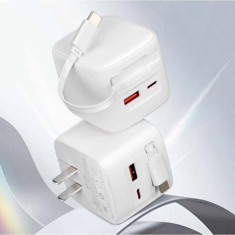 30W PD Wall Charger Manufacturer - USB C Port Fast Charging with Retractable Cable for iPhone 15 Max Pro Camera Smart Watch US