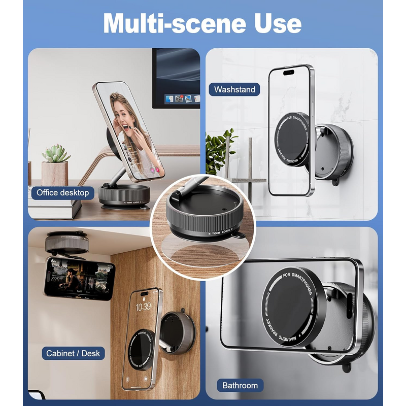 Suction Cup Phone Mount Manufacturer - 360° Adjustable Vacuum Magnetic Holder for Car Desk Compatible All Smartphones