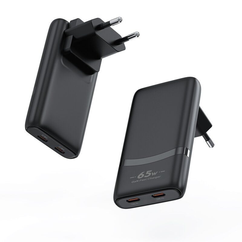 65W GaN USB C Power Adapter Manufacturer - Dual Type C PD 3.0 Fast Ultra-Thin Portable Charging for iPhone 15 EU US UK Plug