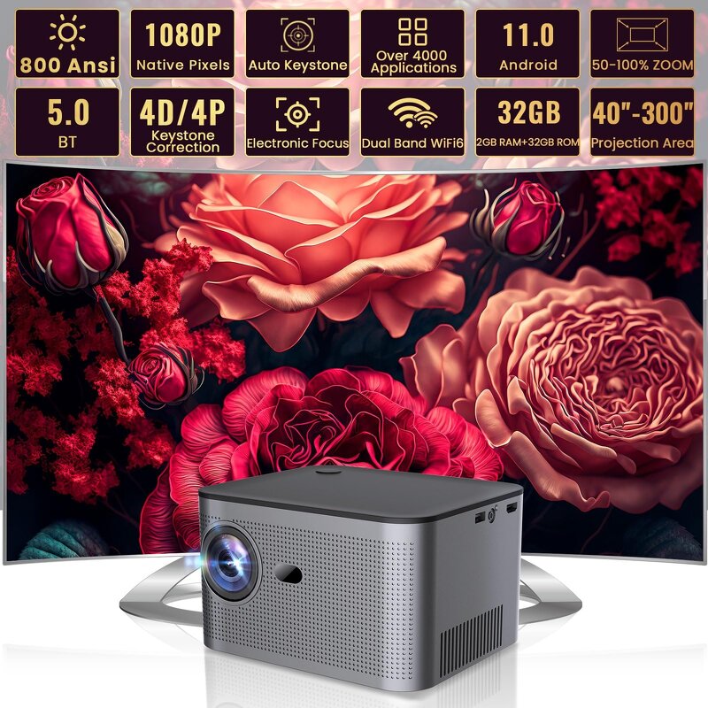 WiFi Android 11 4K Mini Projector Manufacturer - 1920*1080P 4 Core High Brightness HY350 Outdoor Home Theater Portable New Arrival