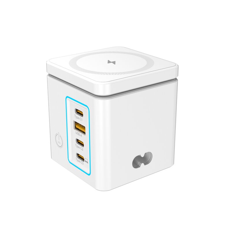 105W Wireless Charging Station Manufacturer - 6 in 1 Power Tower Combo with LED Light & Retractable Cable Wholesale