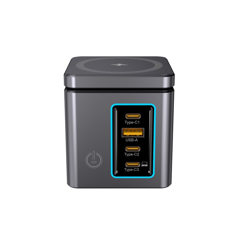 105W Wireless Charging Station Manufacturer - 6 in 1 Power Tower Combo with LED Light & Retractable Cable Wholesale