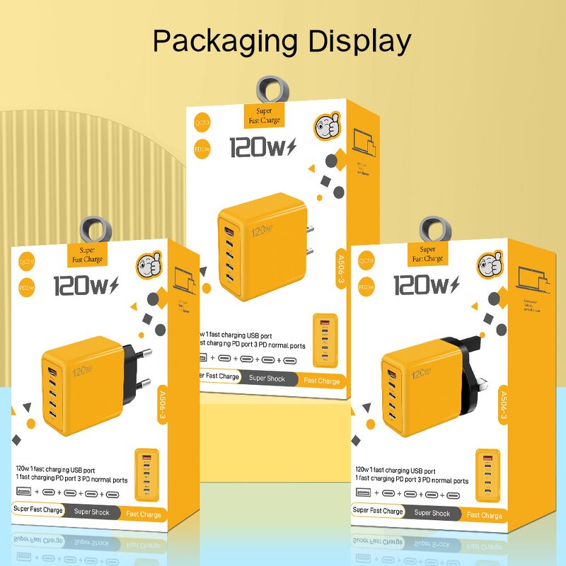 120W PD Fast Charging USB Charger Manufacturer - with EU US UK Plug QC USB Type C Wall Adapter for Earphones Travel