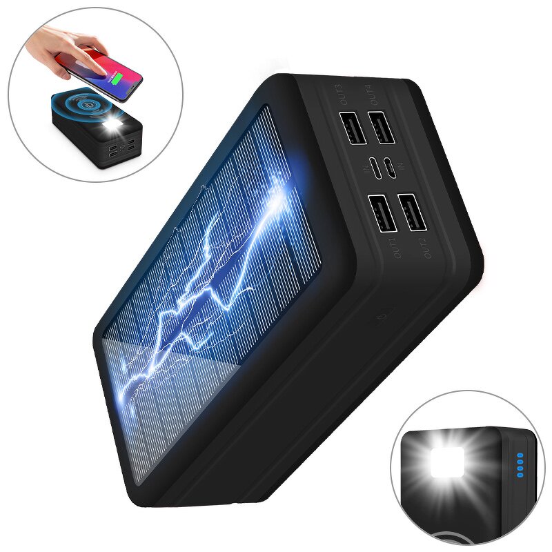 50000mAh Solar Power Bank Manufacturer - Wireless Fast Charging QC2.2 15W Portable LED Display for Outdoor Camping Travel Hiking