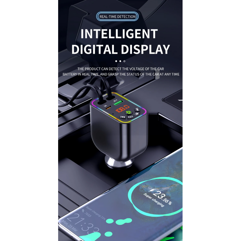 120W Retractable Cable Car Charger Manufacturer - Wireless Radio Music Player Bluetooth 5.3 FM Transmitter Hands Free