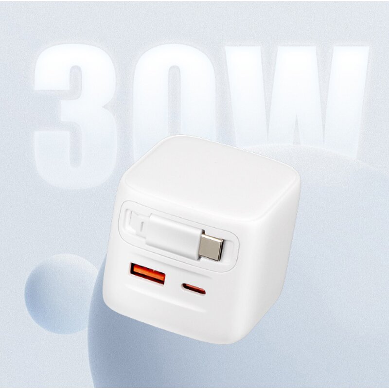 30W PD Wall Charger Manufacturer - USB C Port Fast Charging with Retractable Cable for iPhone 15 Max Pro Camera Smart Watch US