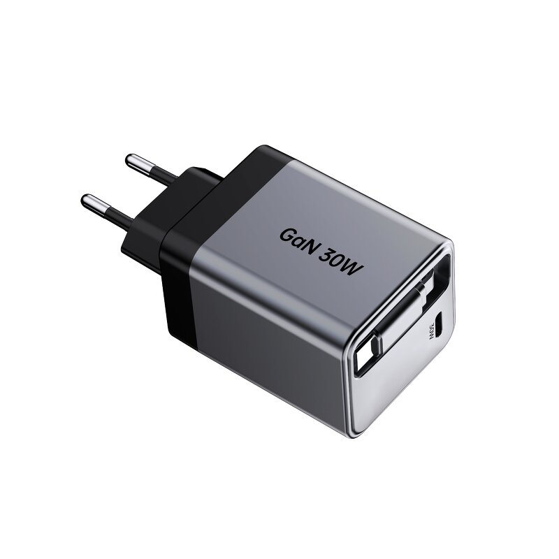 30W GaN Wall Charger Manufacturer - UK Type C Fast Charging with Retractable Cable Multi-Phone Station for Earphones