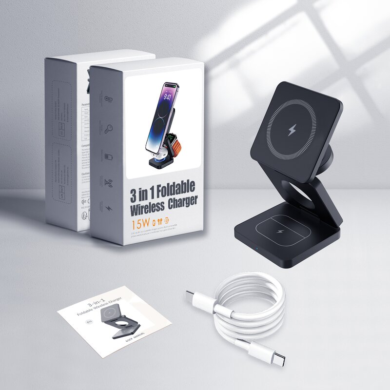 Foldable Magnetic Wireless Charger Manufacturer - 3 in 1 Charging Station for Apple Fast Stand for iPhone 16-12 Series