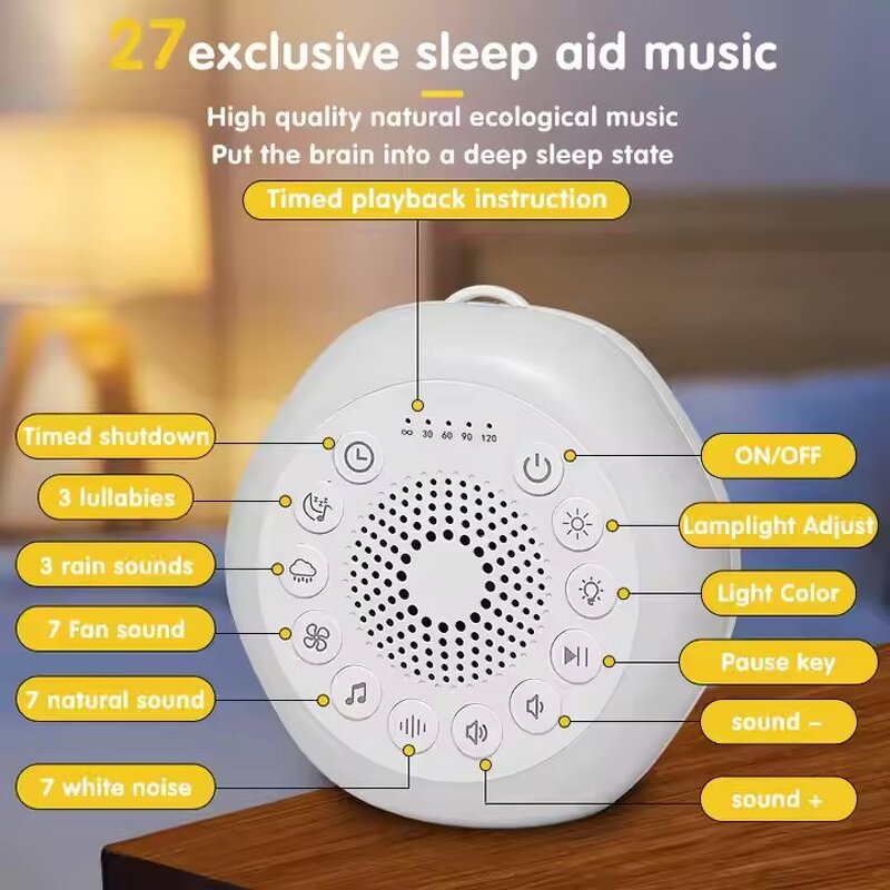 Nature Sound White Noise Machine Manufacturer - Baby with Colorful Night Light Sleep Aid Portable Speaker Hot Sale