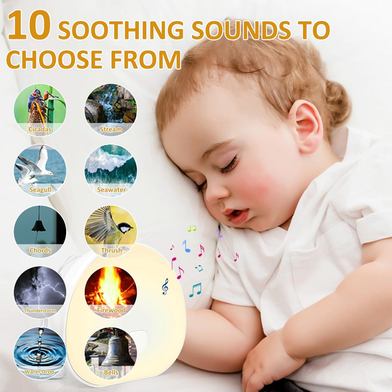 Portable White Noise Machine Manufacturer - Baby with Night Light 7 Colourful Lights 10 Soothing Sounds Volume Control Timer