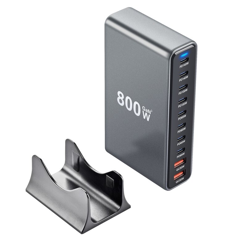 800W GaN Fast Charger Manufacturer - PD 3.0 Portable Desktop Wall Plug for Laptop iPhone 10 Ports