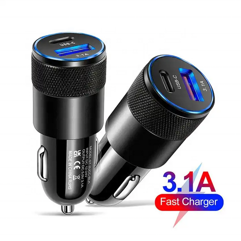 Type C Car Charger Manufacturer - 3.1A 30W USB QC 3.0 PD Fast Charging for Samsung iPhone Huawei