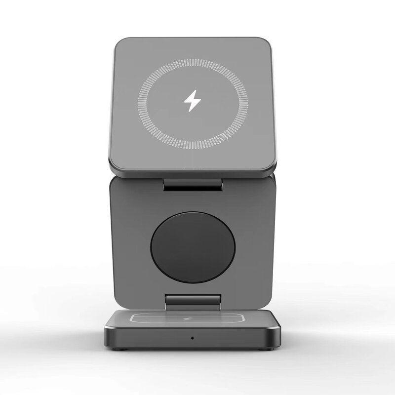 3 in 1 Foldable Qi Wireless Charger Stand Manufacturer - Fast 15W PD Charging for Apple Watch Earphones iPhone Magnetic