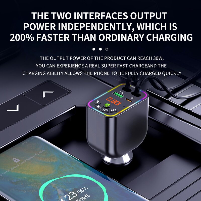 120W Retractable Cable Car Charger Manufacturer - Wireless Radio Music Player Bluetooth 5.3 FM Transmitter Hands Free