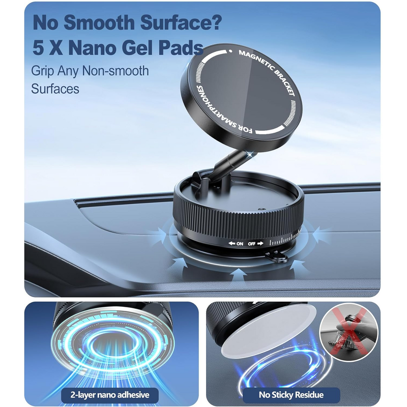 Suction Cup Phone Mount Manufacturer - 360° Adjustable Vacuum Magnetic Holder for Car Desk Compatible All Smartphones