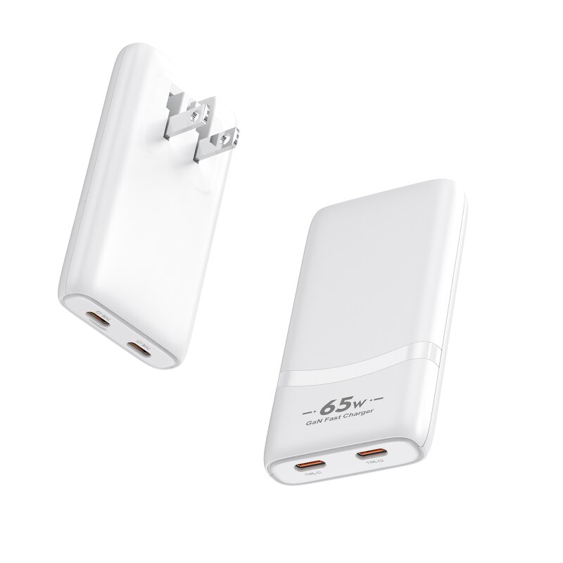 65W GaN USB C Power Adapter Manufacturer - Dual Type C PD 3.0 Fast Ultra-Thin Portable Charging for iPhone 15 EU US UK Plug