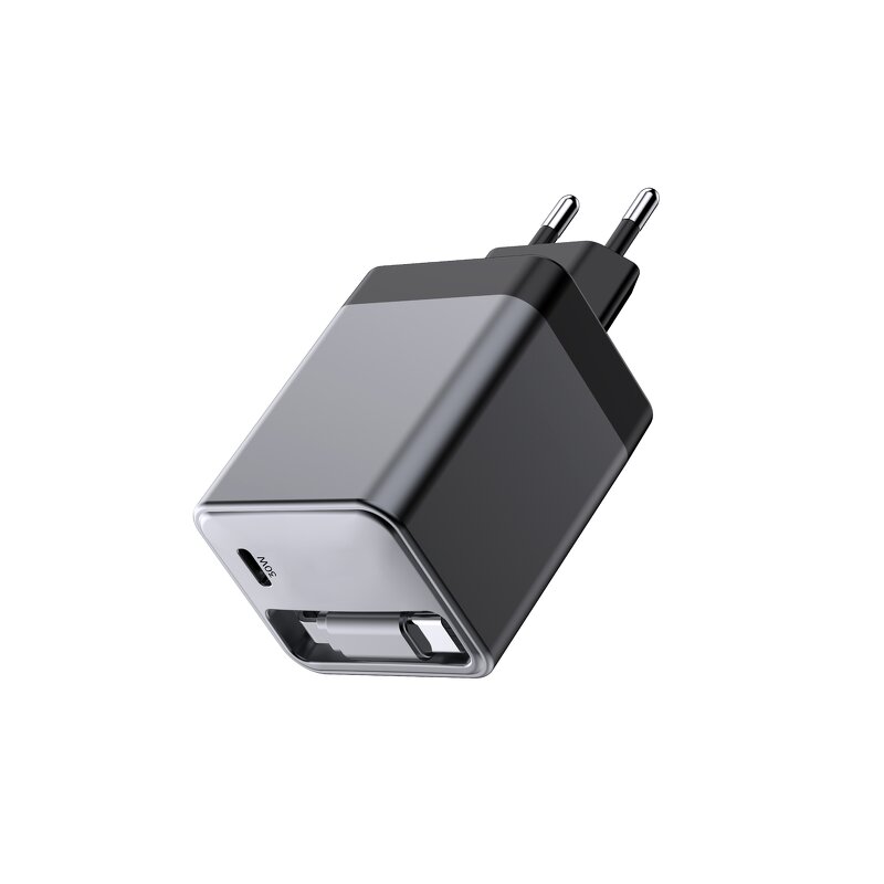 30W GaN Wall Charger Manufacturer - UK Type C Fast Charging with Retractable Cable Multi-Phone Station for Earphones