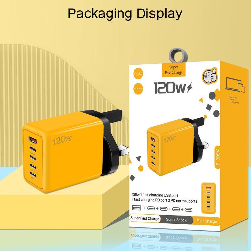 120W PD Fast Charging USB Charger Manufacturer - with EU US UK Plug QC USB Type C Wall Adapter for Earphones Travel