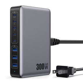 300W GaN Desktop Charger Manufacturer - 8-Port 5 Type C 3 USB PD 3.0 Multi-Function Dock for Laptop iPhone Smart Watch