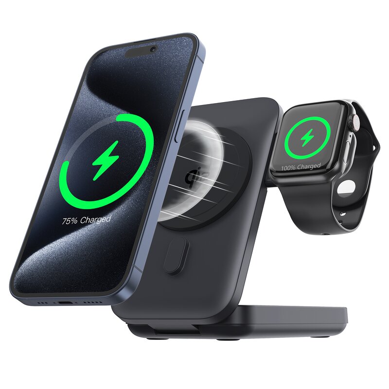 10000mAh Wireless Power Bank Manufacturer - iPhone Foldable Portable Stand with 15W Magnetic Wireless Charger