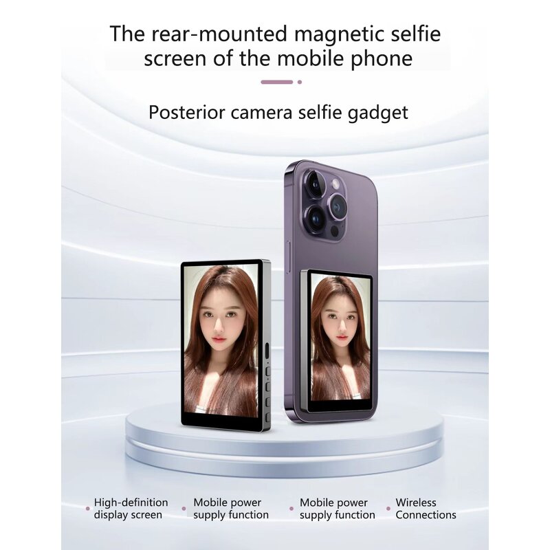 Wireless Vlog Monitor PVC Phone Selfie Screen Manufacturer - with Rear Camera for Live Streaming 16:9 Projection 2025 Upgraded Model