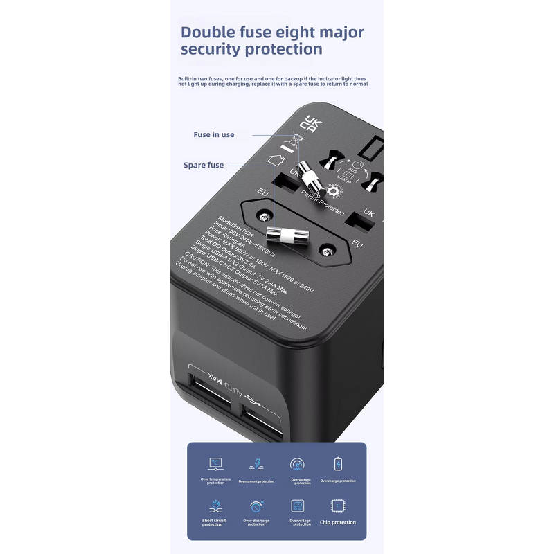 Universal Type C USB Fast Charging Adapter Manufacturer - Travel Wall Charger with EU UK AU US Plug for iPhone Portable