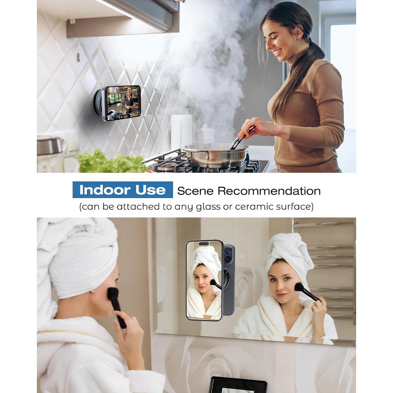 Magnetic Phone Holder for Car Manufacturer - Suction Cup 360° Adjustable Vacuum Mount for Gym Mirror Smooth Surface