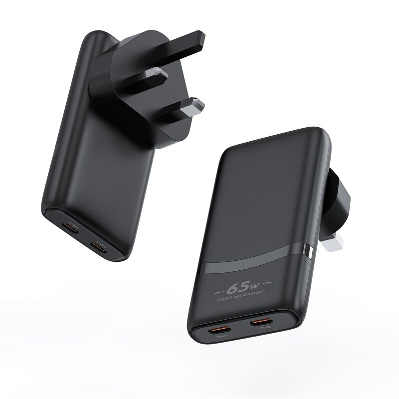 65W GaN USB C Power Adapter Manufacturer - Dual Type C PD 3.0 Fast Ultra-Thin Portable Charging for iPhone 15 EU US UK Plug