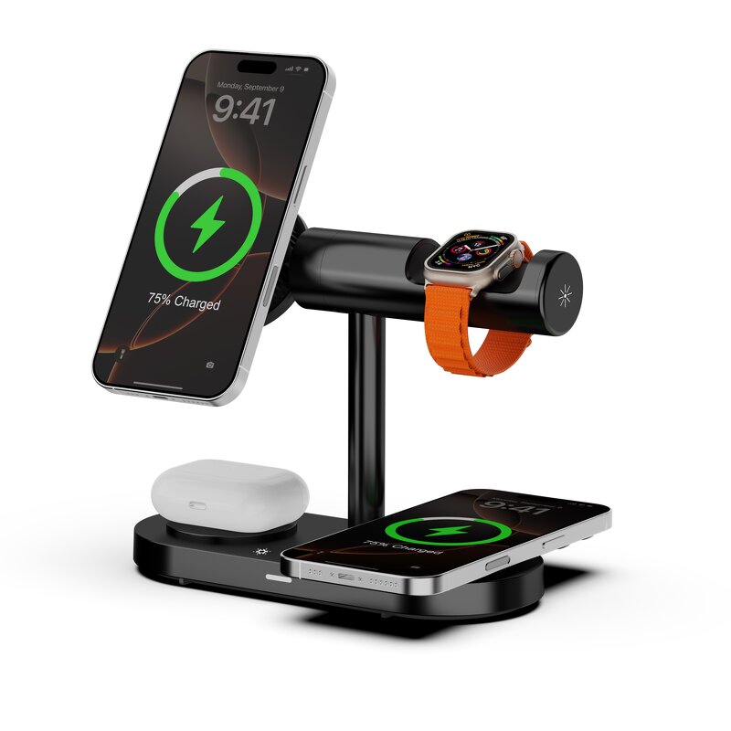 Qi2 25W Wireless Charging Station Manufacturer - 7 in 1 Magnetic with LED Light Multi-function for Phone Watch