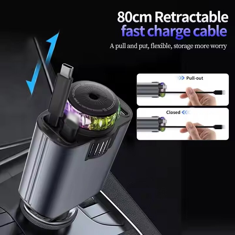 5 in 1 Car Charger Manufacturer - USB C PD Super Fast Charging with Aromatherapy Spray Starry Top Starlight Retractable
