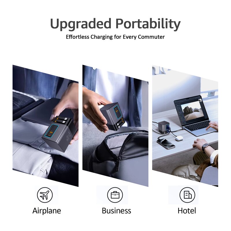85W GaN Charging Station Manufacturer - Retractable USB-C Cable Power Combo Strip PD 65W Fast for Laptops & Multiple Devices