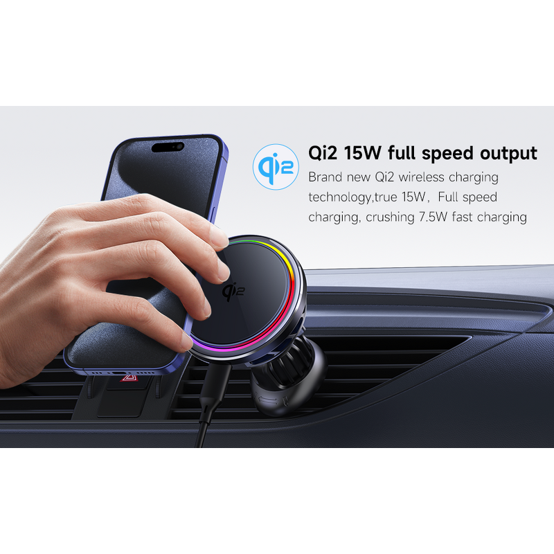 Qi2 Car Mount 15W Wireless Charger Manufacturer - Qi2 Magnetic Fast Charging Safe with Phone Holder