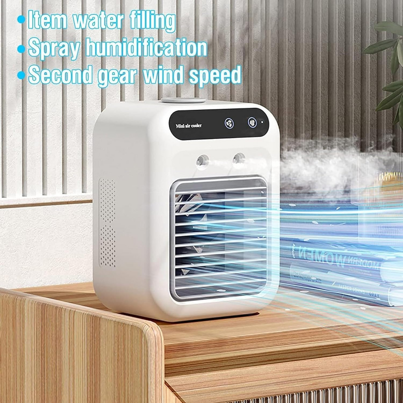 Mini Humidification Cooling Fan Manufacturer - Desktop Electric Portable Air Conditioner 2 Gears USB Rechargeable for Outdoor Travel