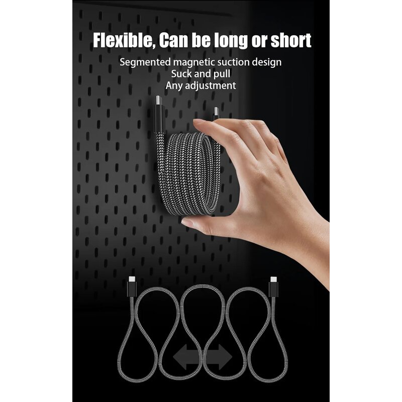 60W Fast Charging Nylon Magnetic Cable Manufacturer - 1M 3A Retractable Braid Shielding Data Cable Hot Sale