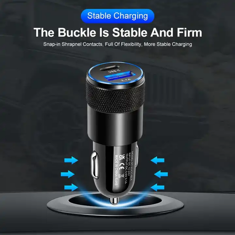 Type C Car Charger Manufacturer - 3.1A 30W USB QC 3.0 PD Fast Charging for Samsung iPhone Huawei