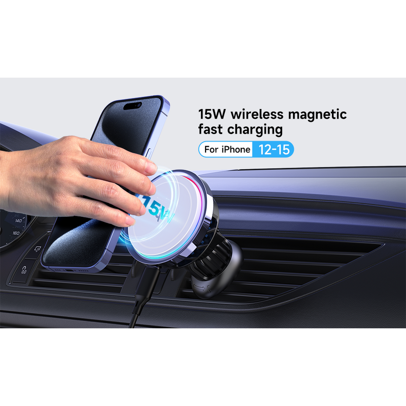 Qi2 Car Mount 15W Wireless Charger Manufacturer - Qi2 Magnetic Fast Charging Safe with Phone Holder