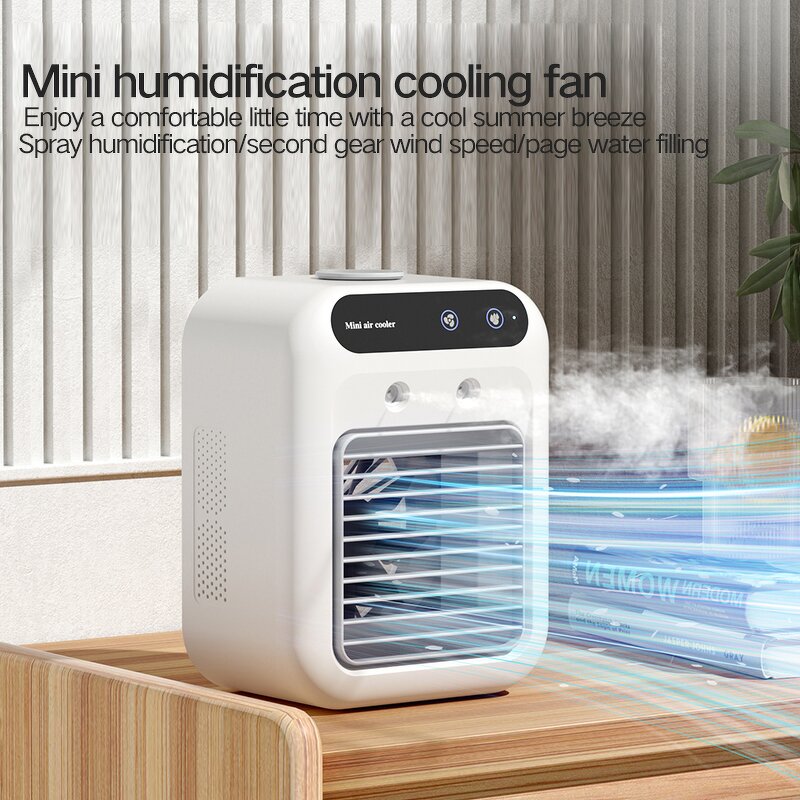 Mini Humidification Cooling Fan Manufacturer - Desktop Electric Portable Air Conditioner 2 Gears USB Rechargeable for Outdoor Travel
