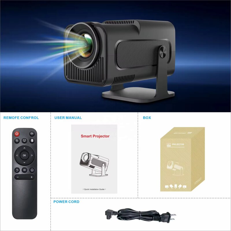 HY320 Portable Home Theater Mini Projector Manufacturer - 300 ANSI Lumen Android 11 LCD 1080P Smart 4K Projector Pocket