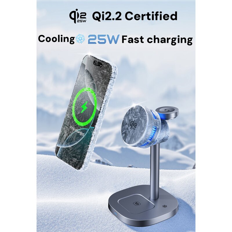TEC Cooling 3 in 1 Wireless Charger Station Manufacturer - Magnetic Qi22 25W with Adjustable Head for iPhone Watch AirPods