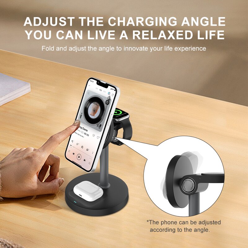 3-in-1 Wireless Charger Stand Manufacturer - 15W Fast PC Magnetic Holder with 10W Output Power Multifunctional
